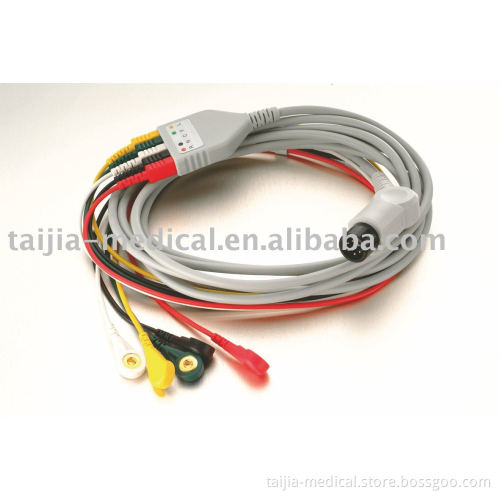 2015 popular 3-lead standard snap terminals medical ECG Cable compatible with BCI connector